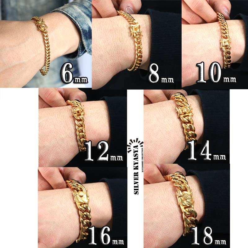 太め 喜平ブレスレット ステンレス316L 18KGP ブレスレット 太め 喜平ブレスレット ステンレス316L 18KGP ブレスレット