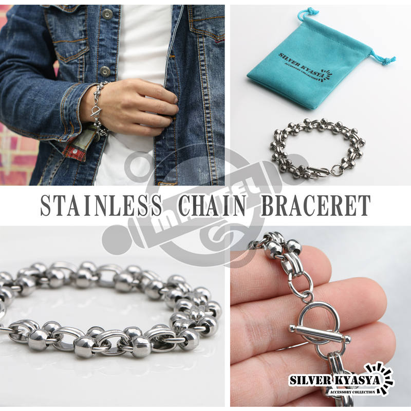 【DIESEL】ステンレス トグル留め具チェーンブレスレット/silver DX1540040 Stainless Steel Woven Chain Bracelet｜シルバー