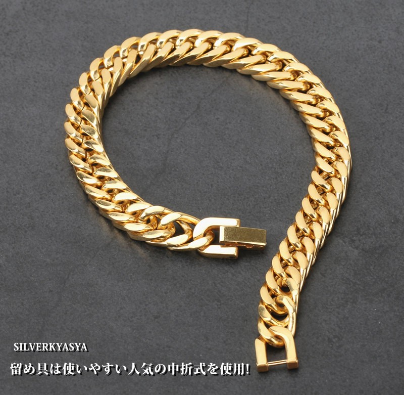 金メッキ ブレスレットステンレス 4面カット喜平 ラインストーン新品4!。 金メッキ ブレスレットステンレス 4面カット喜平 ラインストーン