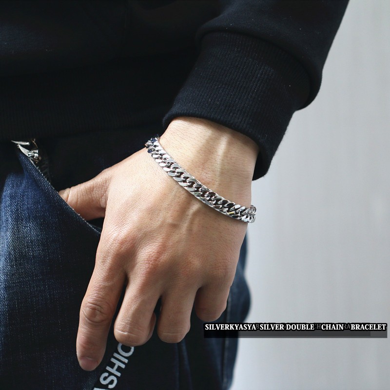 ANEVER ブレスレット シルバー サイドウェイズクロスブレスレット 幅2mm 18cm-20cm