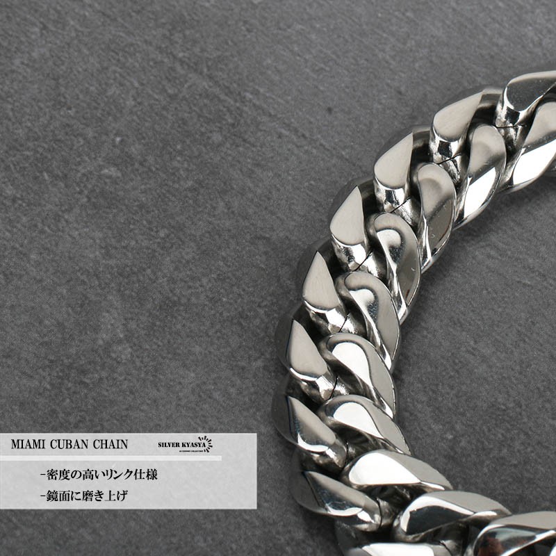 幅16mm STAINLESS STEEL 6面カット 喜平ネックレス 太め