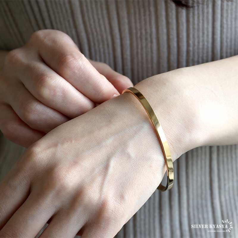 ステンレス シンプルバングル 平打ちバングル ブレスレット