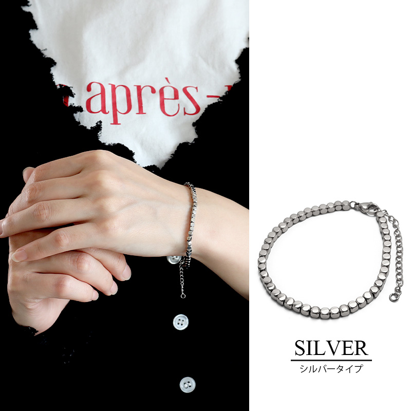 ステンレス レディースブレスレット チェーン つぶつぶ 18KGP IP