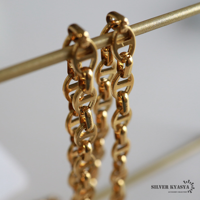 アンカーチェーンブレスレット 幅6mm ゴールド ステンレス K18