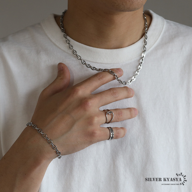 アンカーチェーンブレスレット 幅6mm シルバー ステンレス