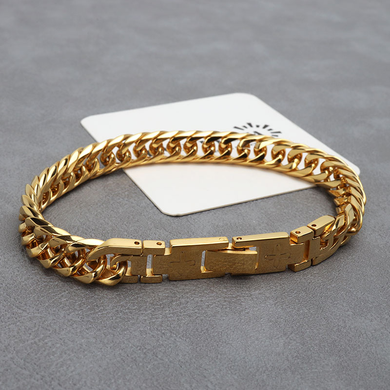 純チタン ダブル喜平チェーンブレスレット 6面カット 磁気ブレスレット