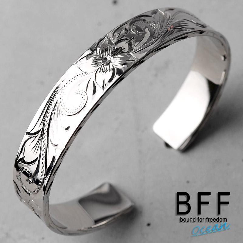 BFF ブランド ハワイアンバングル ターコイズ 幅12mm シルバー