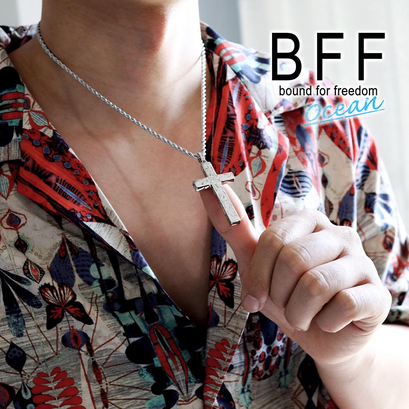 BFF ブランド クロスネックレス シルバー 銀色 silver Lサイズ