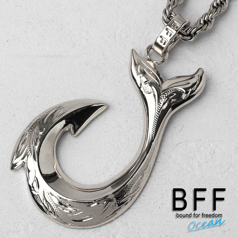BFF ブランド フィッシュフックネックレス 銀色 シルバー silver