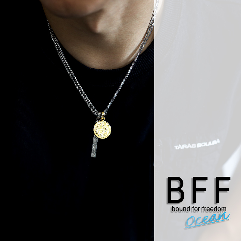 BFF ブランド スティックネックレス ダブル喜平 6面カット 唐草