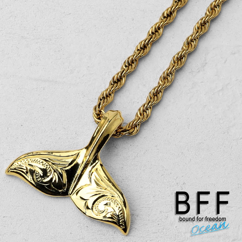 BFF ブランド ホエールテールネックレス シルバー925 ネックレス ゴールド 18K GP 金色 ロープチェーン ハワイアン 刻印 金属アレルギー対応  専用BOX付属 : bffns006-g : SILVER KYASYA - 通販 - Yahoo!ショッピング