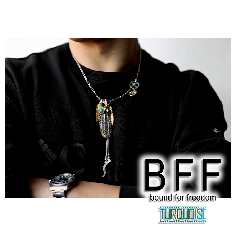 BFF ブランド フェザーネックレス メンズ シルバー925 ゴールド