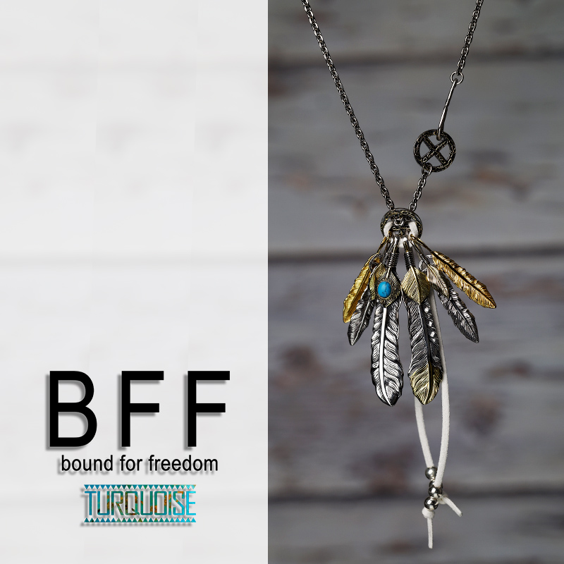 BFF ブランド フェザーネックレス メンズ シルバー925 ゴールド
