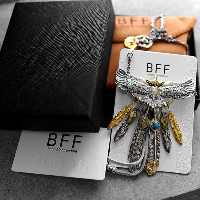 BFF ブランド フェザーネックレス メンズ シルバー925 ゴールド