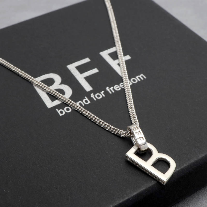 BFF ブランド シルバー925 「B」ネックレス ダブル喜平チェーン