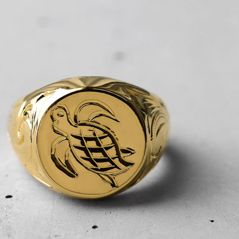 BFF ブランド タートル 印台リング ラージ ごつめ ゴールド 18K