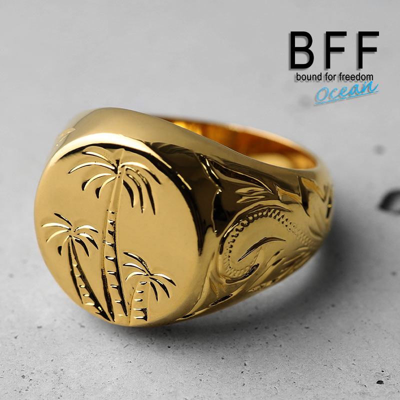 BFF ブランド 印台リング メンズ 丸型 シルバー925 ゴールド 18K