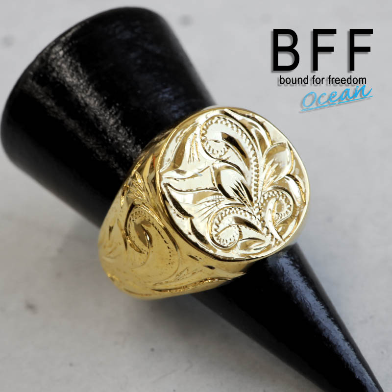 BFF ブランド 印台リング メンズ 丸型 シルバー925 ゴールド 18K