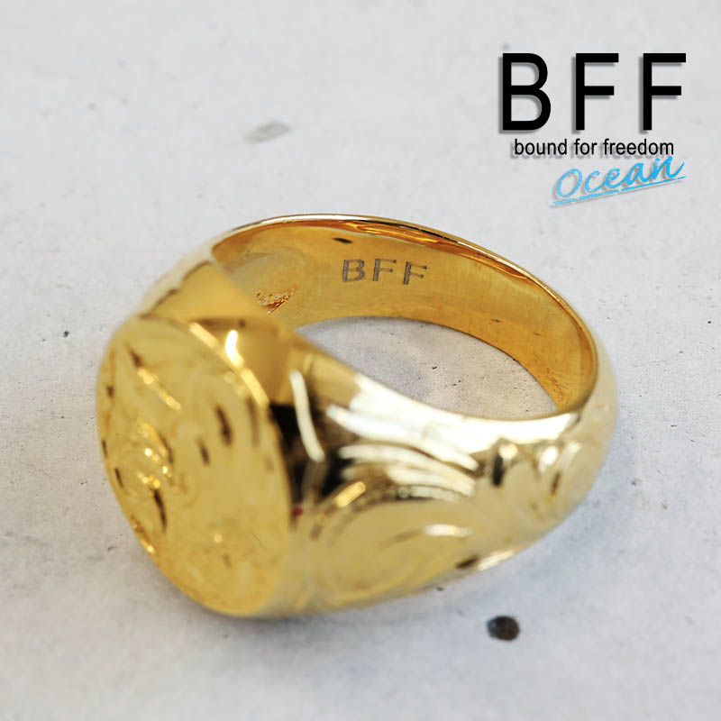 BFF ブランド 印台リング メンズ 丸型 シルバー925 ゴールド 18K