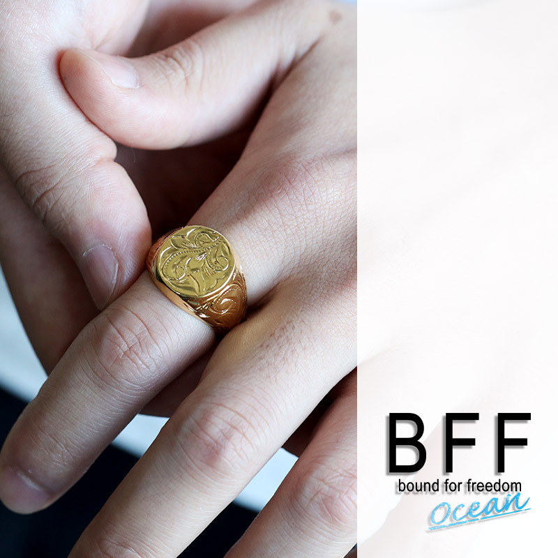 BFF ブランド ハワイアンリング メンズ 印台リング 丸型