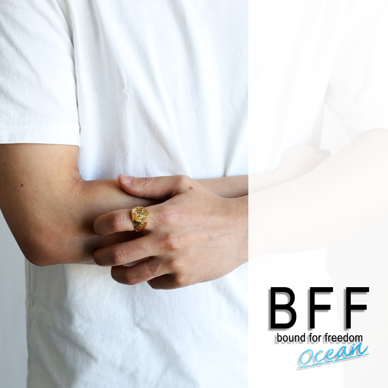 BFF ブランド 印台リング メンズ 丸型 指輪 シルバー925