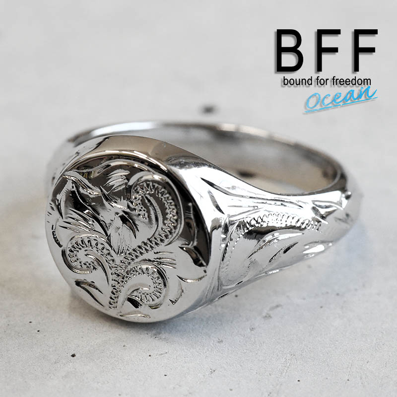 BFF ブランド 印台リング メンズ 丸型 指輪 シルバー925