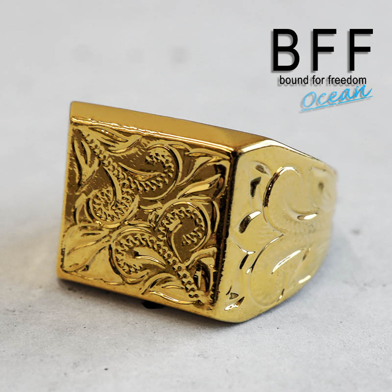 BFF ブランド ハワイアンリング メンズ 印台リング 丸型