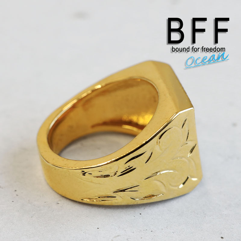 BFF ブランド ハワイアンリング メンズ 印台リング 四角 スクエア