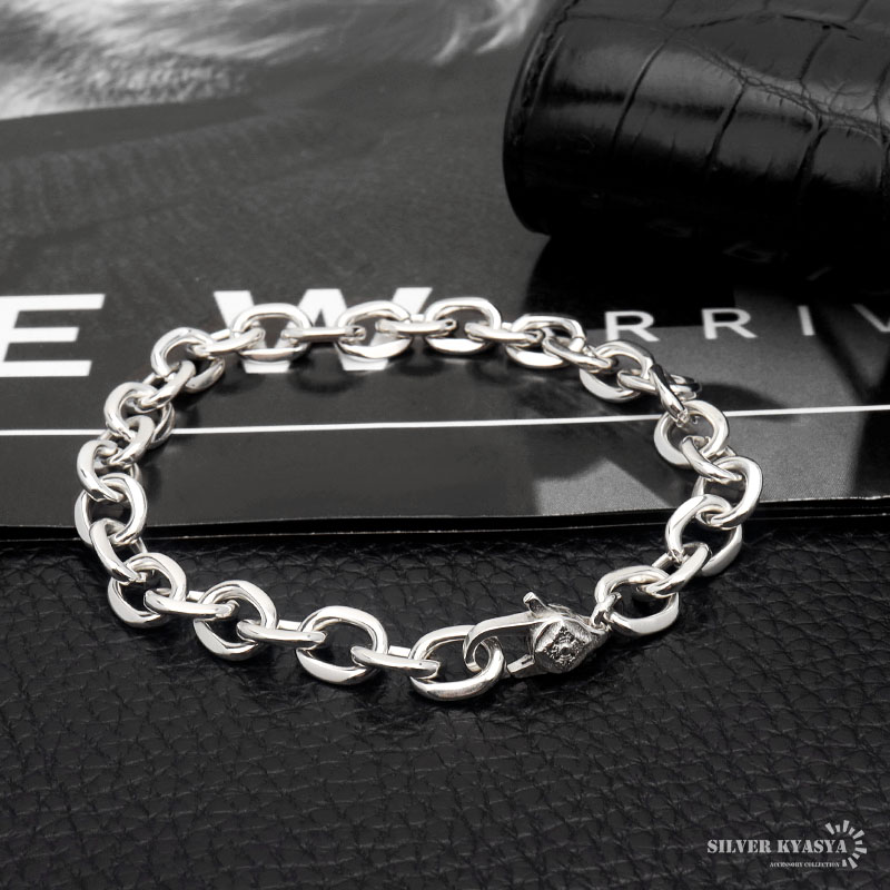 シルバー925 あずきブレスレット 幅8mm メンズブレスレット