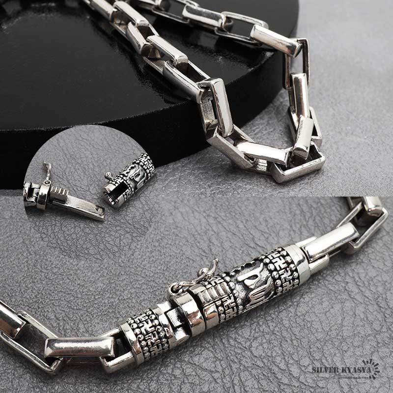 シルバー925 ボックスチェーンブレスレット 細長コマチェーン