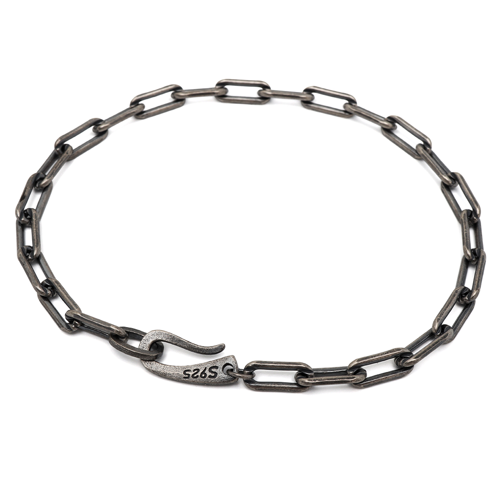 クーポンで10％OFF 流行り 長小豆チェーンブレスレット 925 ロング