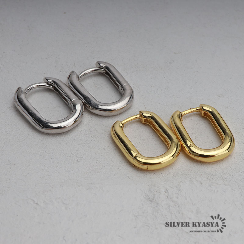シルバー925 18k Gp フープピアス 四角形 スクエア フープ ピアス 四角 長方形 金色 銀 金属 アレルギー フリー 18g 両耳 2点セット Ce047 Silver Kyasya 通販 Yahoo ショッピング