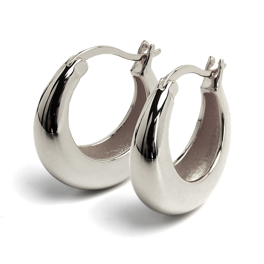 シルバー925 フープピアス ぷっくり 大ぶりピアス シルバーピアス