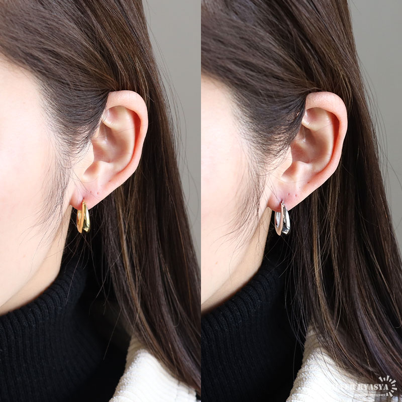 クーポンで10％OFF シルバー925 フープピアス ぷっくり 大ぶりピアス