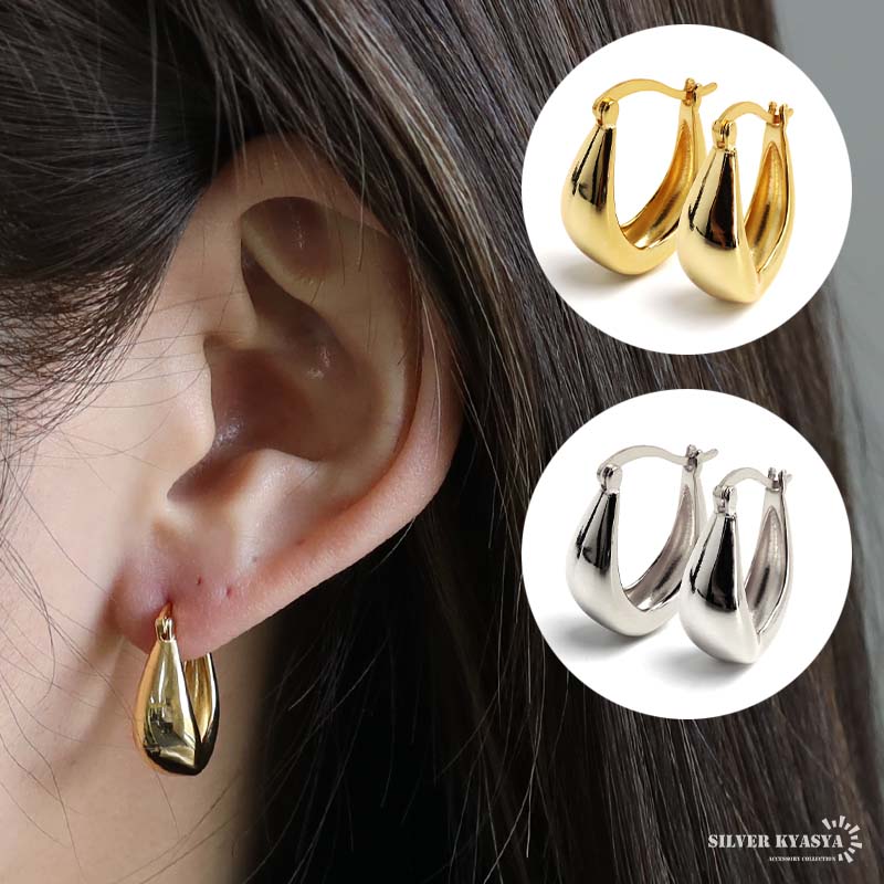 クーポンで10％OFF シルバー925 フープピアス ぷっくり オーバルピアス