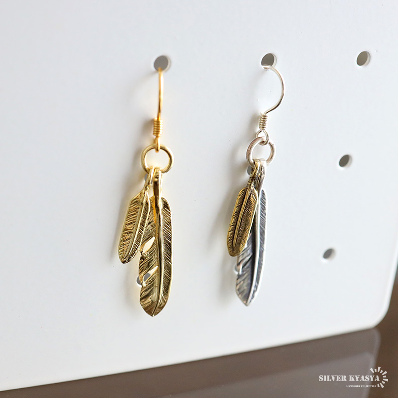シルバー925 フェザーピアス フックピアス ドロップピアス