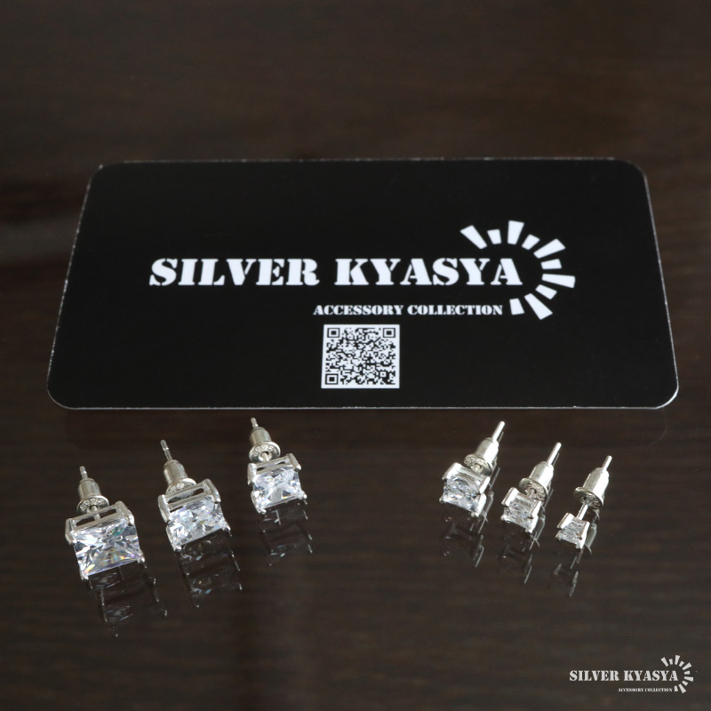 シルバー925 ストーンピアス クリア 一粒ピアス スタッドピアス