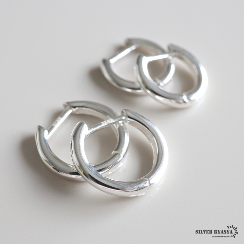 シルバー925 シンプルピアス プレーンピアス フープピアス 2