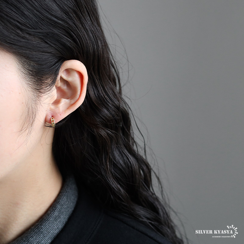 クーポンで10％OFF シルバー925 喜平チェーンピアス フープピアス