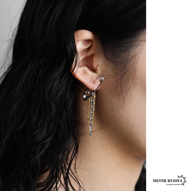 2個で10％OFF 3個で20％OFFクーポン／シルバー925 安全ピンピアス 唐草