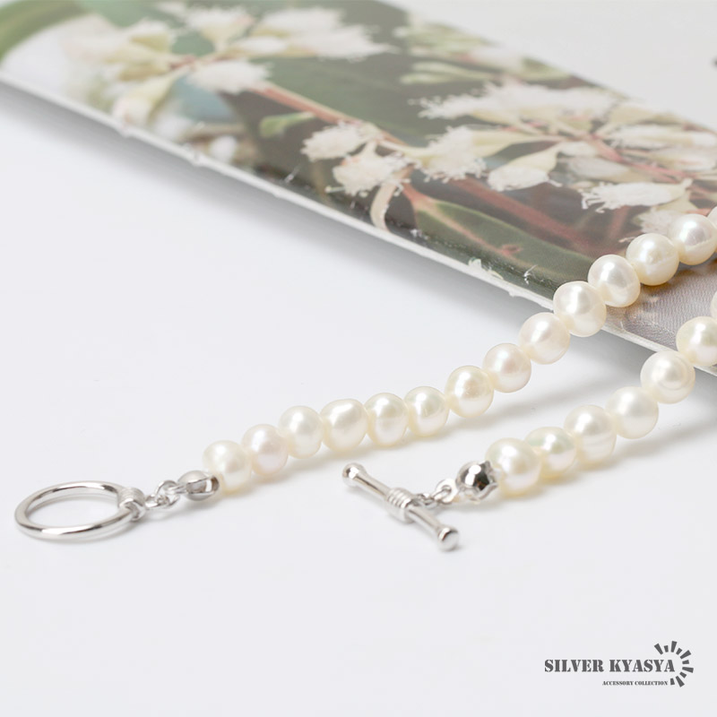 本真珠 ネックレス SILVER アクセサリー シルバー925 パールネックレス グレー スワロフスキーパール
