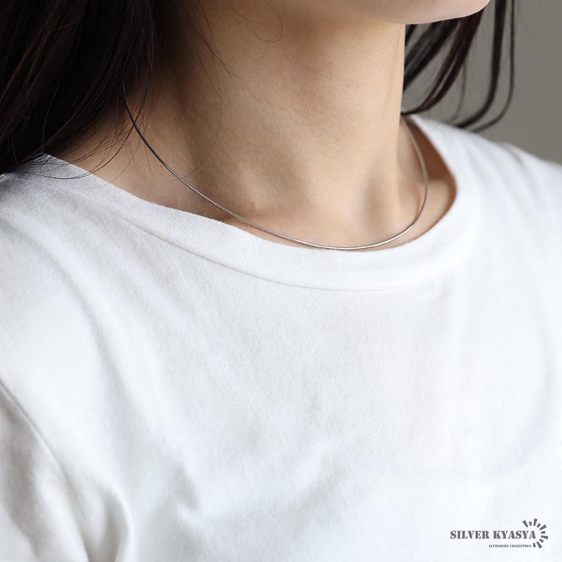 極細チョーカー メタルチョーカー シルバー925 1mm スネークチェーン