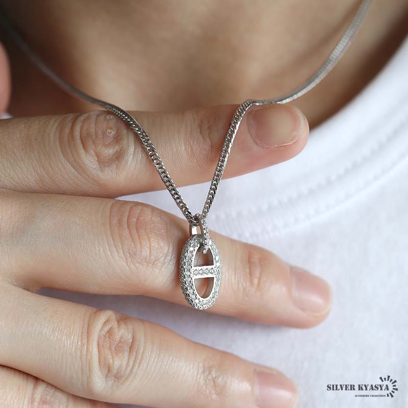 シルバー925 アンカーネックレス キラキラ パヴェネックレス ダブル喜平 シルバー925 アンカーネックレス キラキラ パヴェネックレス ダブル喜平