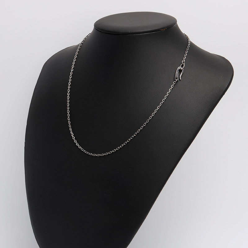 シルバー925 燻し仕上げ あずきチェーン ネックレス 幅2mm 40cm