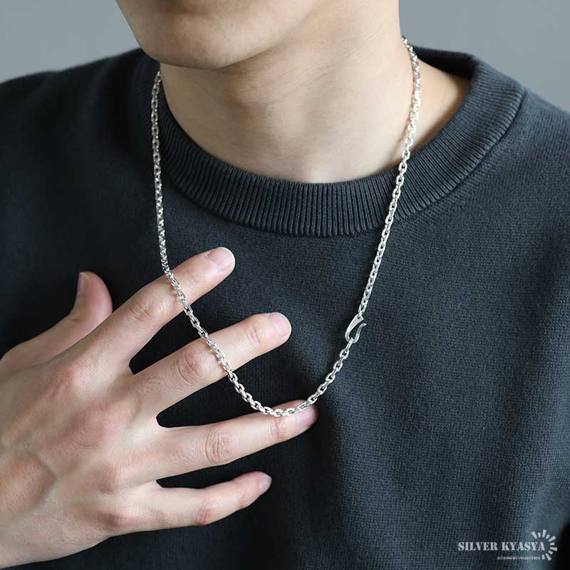 14kgf 4mm ジルコニア ベゼル あずきチェーン ネックレス