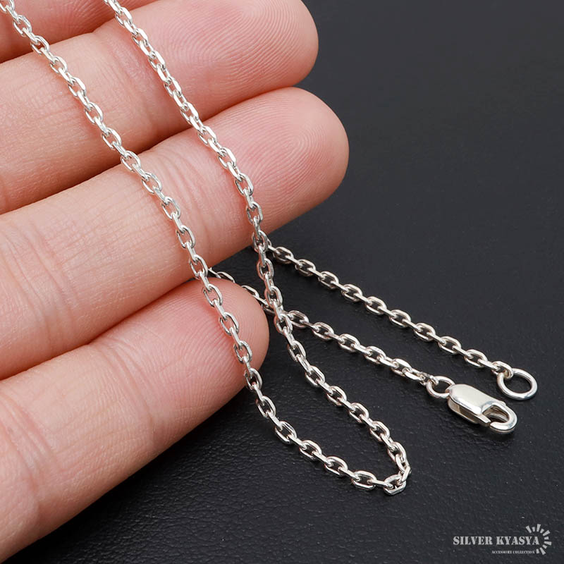シルバー925 あずきチェーン ネックレス 幅2mm 50cm 4面カット
