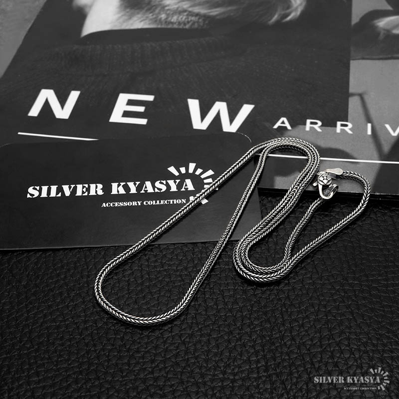 シルバー925 フォックステールチェーン ネックレス 幅2mm 45cm