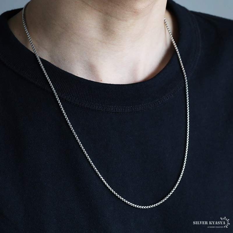 シルバー925 ボックスチェーン ネックレス 幅2mm 60cm
