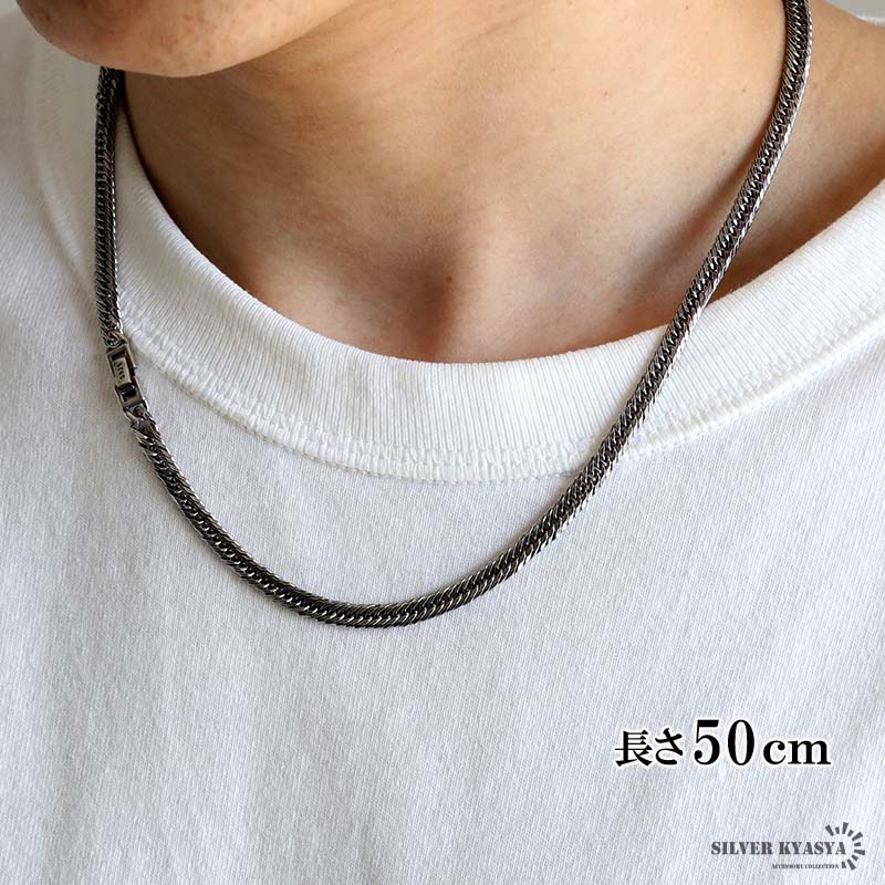 シルバー925 6面カット トリプル 喜平チェーンネックレス 中折れ