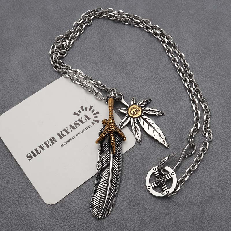 ステンレス フェザーネックレス インディアンジュエリー